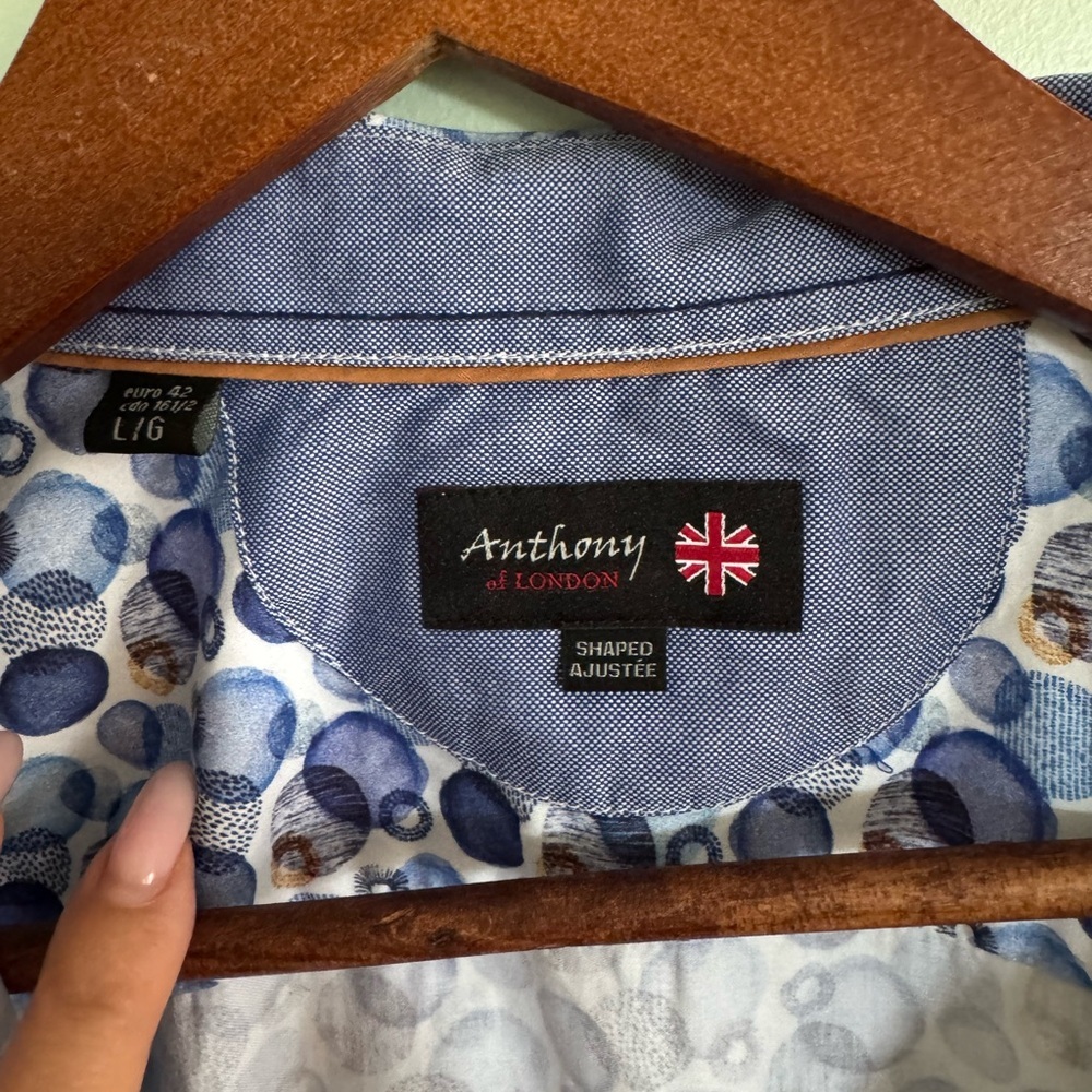 Modern Blue Patterned Shirt Jacket - Picture 2 of 8